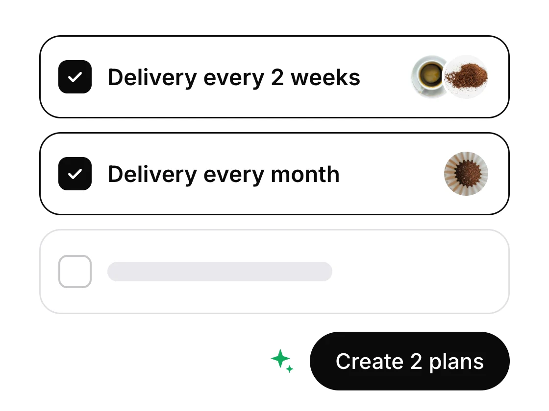 AI plan generator with two suggested plans selected