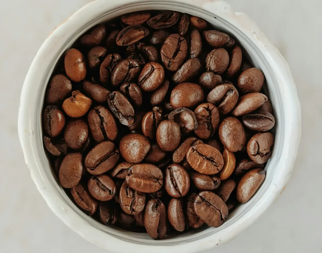 Example product photo: coffee beans in a white bowl