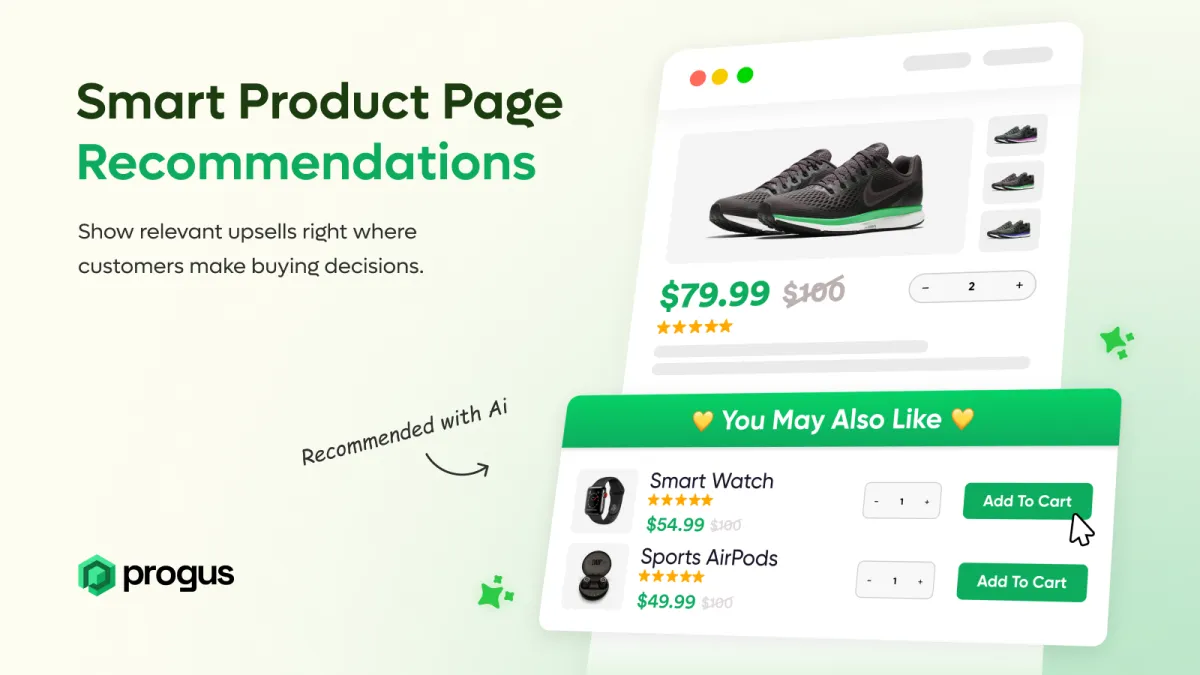 Shopify 상품 페이지의 Progus Upsell AI "함께 보면 좋은 상품" 오퍼