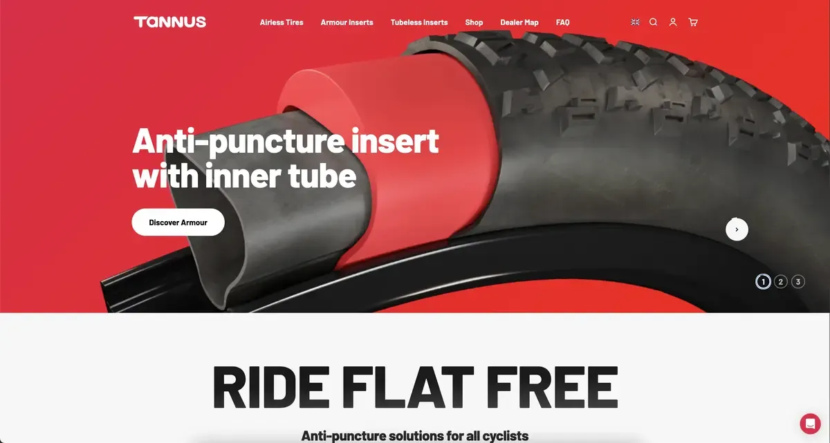 Tannus anti-puncture tyre insert landing page screenshot